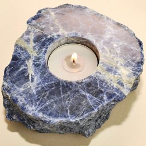 Sodalite Tea Light Holders - Half Polished, Half Raw Sodalite Candle Holders